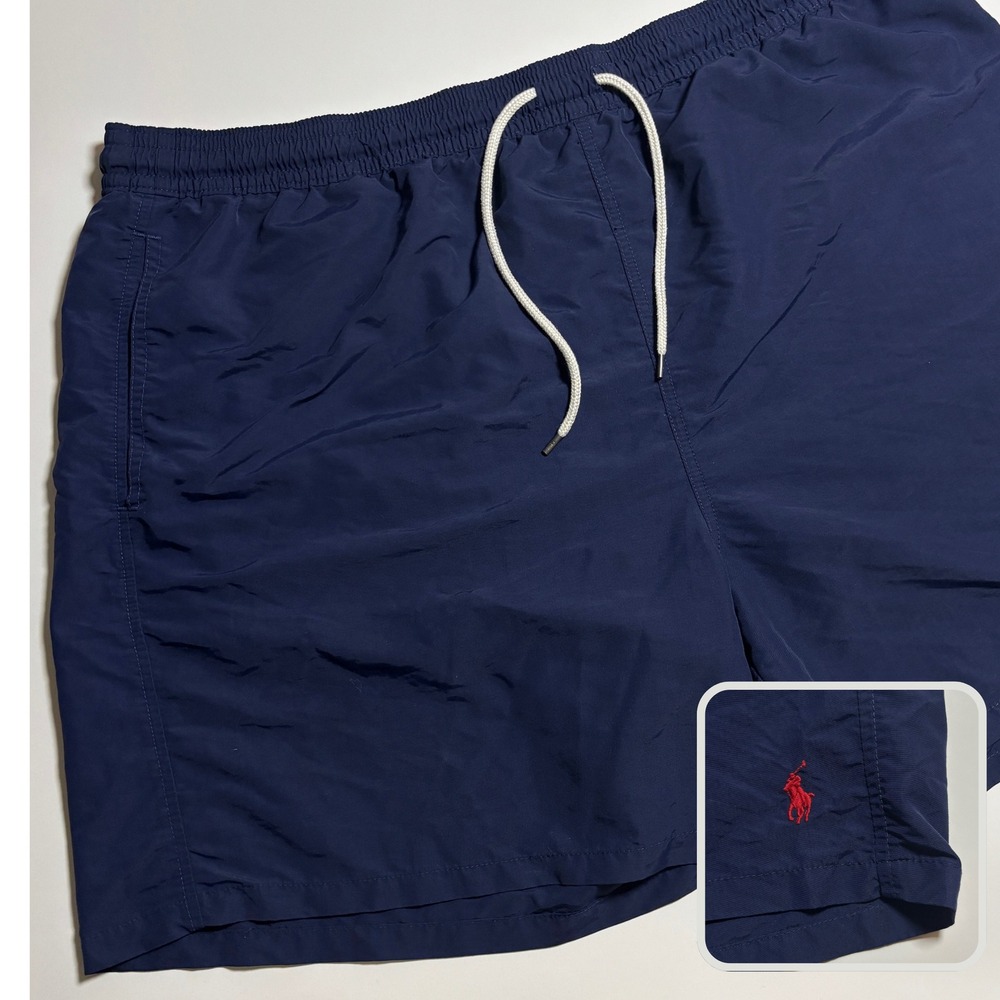 Polo Ralph Lauren Navy Swim Trunks Men 3XB Big Mesh Lined Bathing Suit Pony Logo